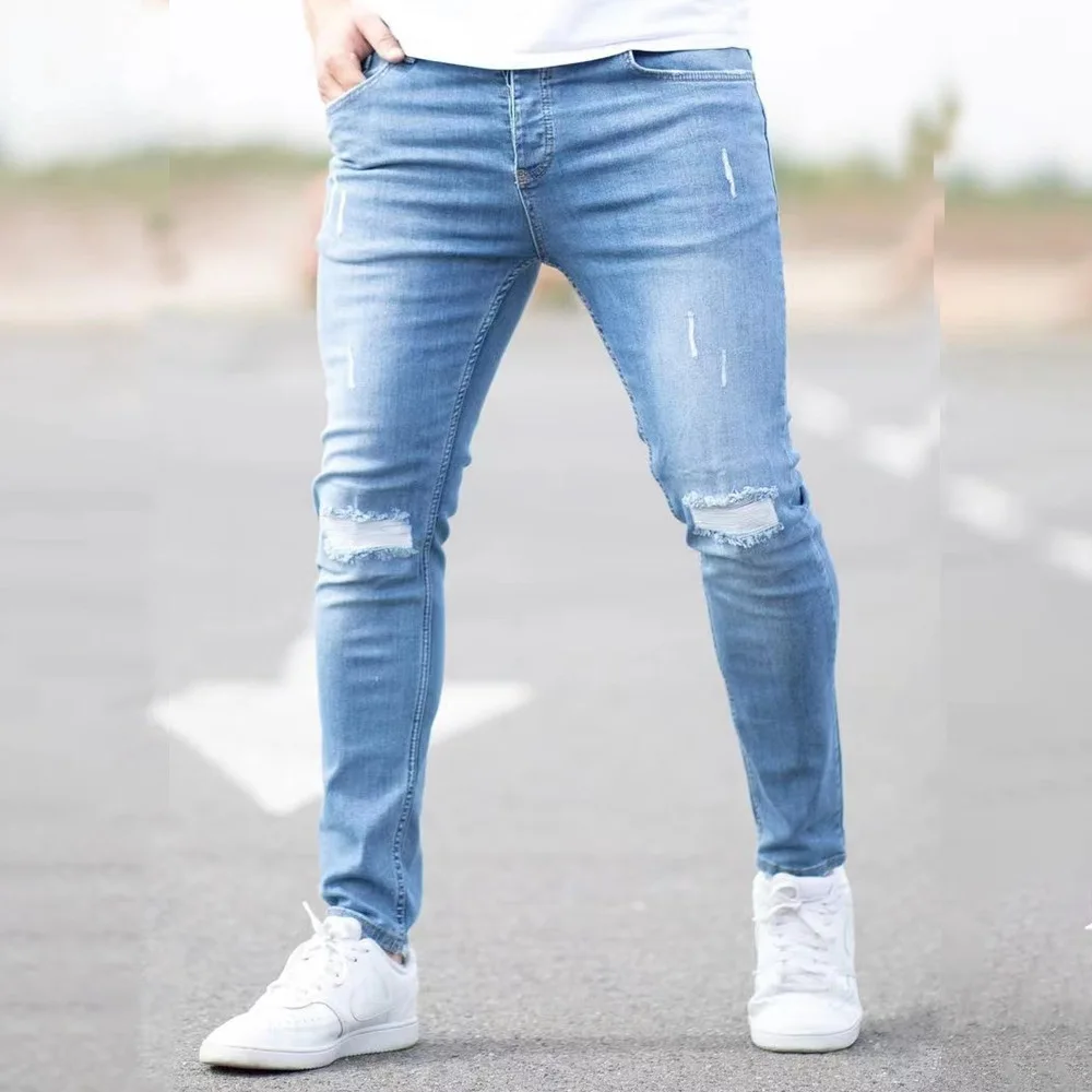 

2026 Spring Summer Men Jeans American Style Skinny Stretch Pants Trousers Bottoms Slim Denim
