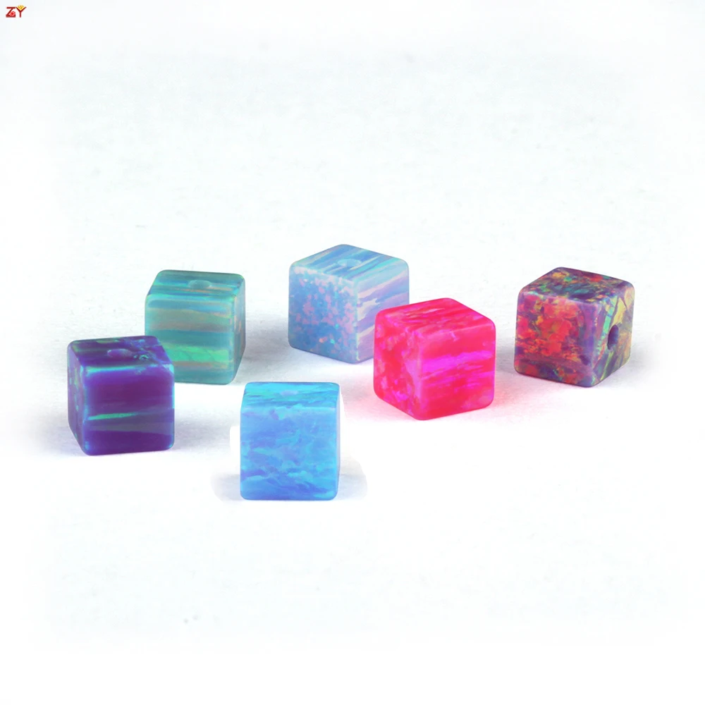 

Cube Charms for Bracelets Drill Hole 3mm-6mm Lab Created Opal Cube Beads for Jewelry Making