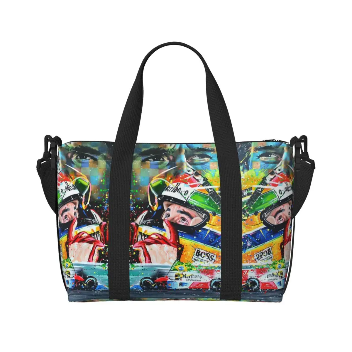 

Custom A-Ayrtons Legend Tote Bag Women Big Capacity Classic Art Print Gym Beach Travel Bags