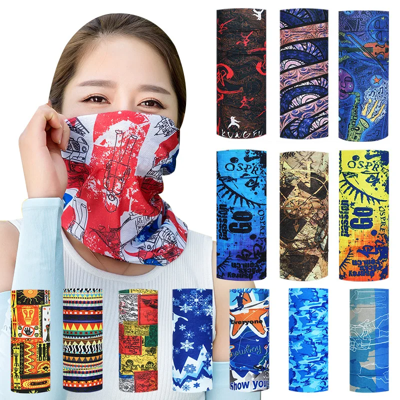 Summer Hot Sale Outdoor Sports Magic Turban Seamless Print Sunblock Cycling Mask Multi-functional Anti-wind and Sand Neckerchief