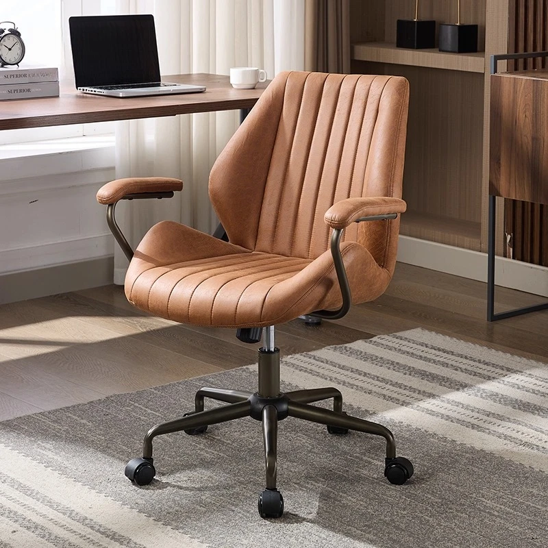 Designer Leather Office Chair Modern Throne Swivel Wheels Office Chair Reading Comfortable Sillas De Oficina Home Furniture