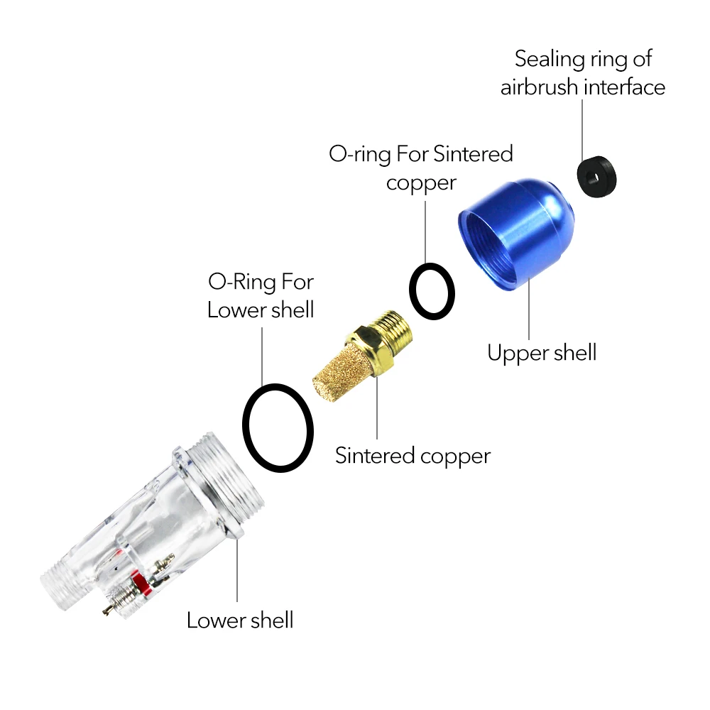 Joystar 1/8 ''cómodo aerógrafo práctico en línea Mini filtro de aire humedad trampa de agua pluma de pulverización herramienta de cepillo