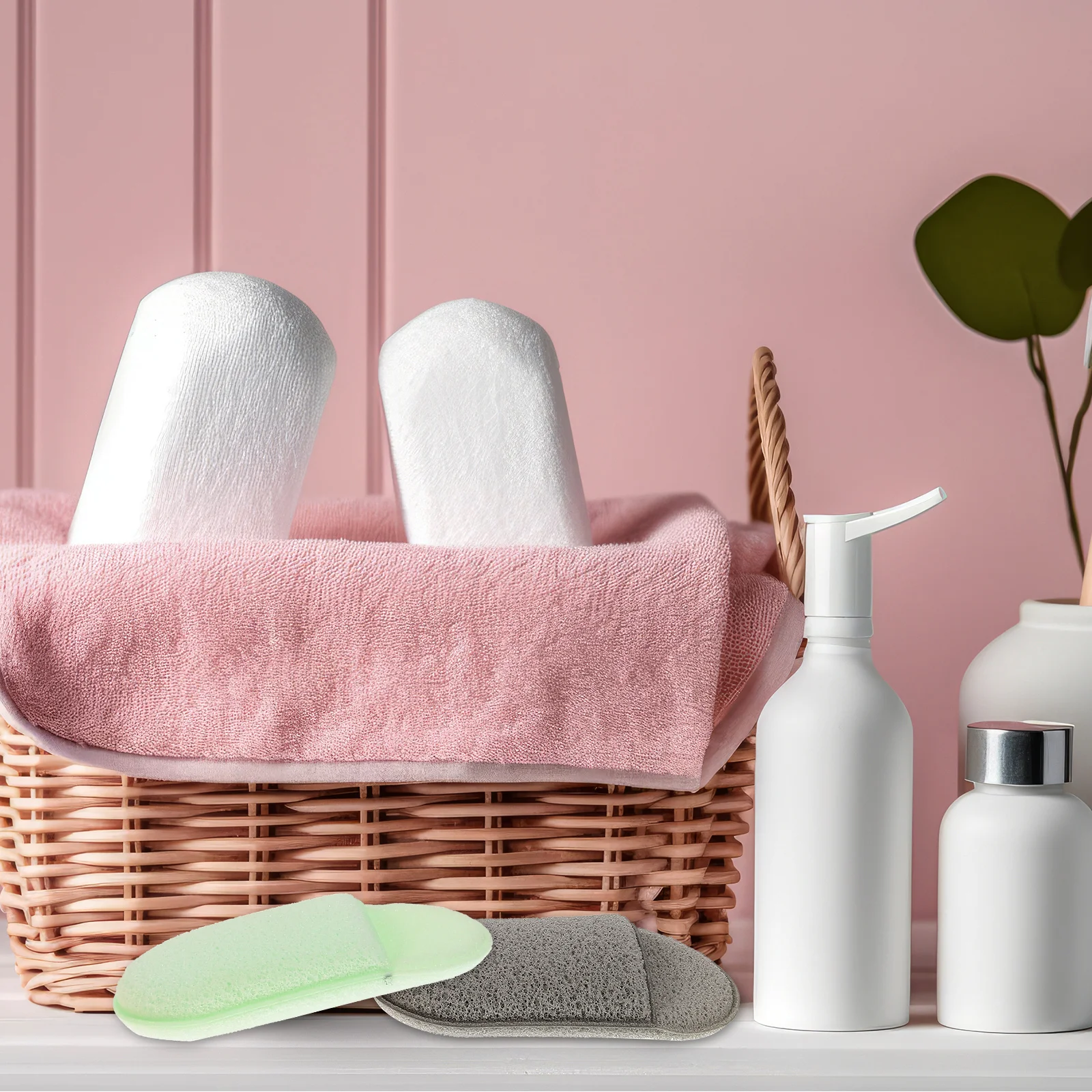 Esponjas de maquillaje, herramientas de limpieza Facial, suministros rosas, grises y verdes, almohadillas faciales suaves, esponjas de lavado exfoliantes, 5 uds.