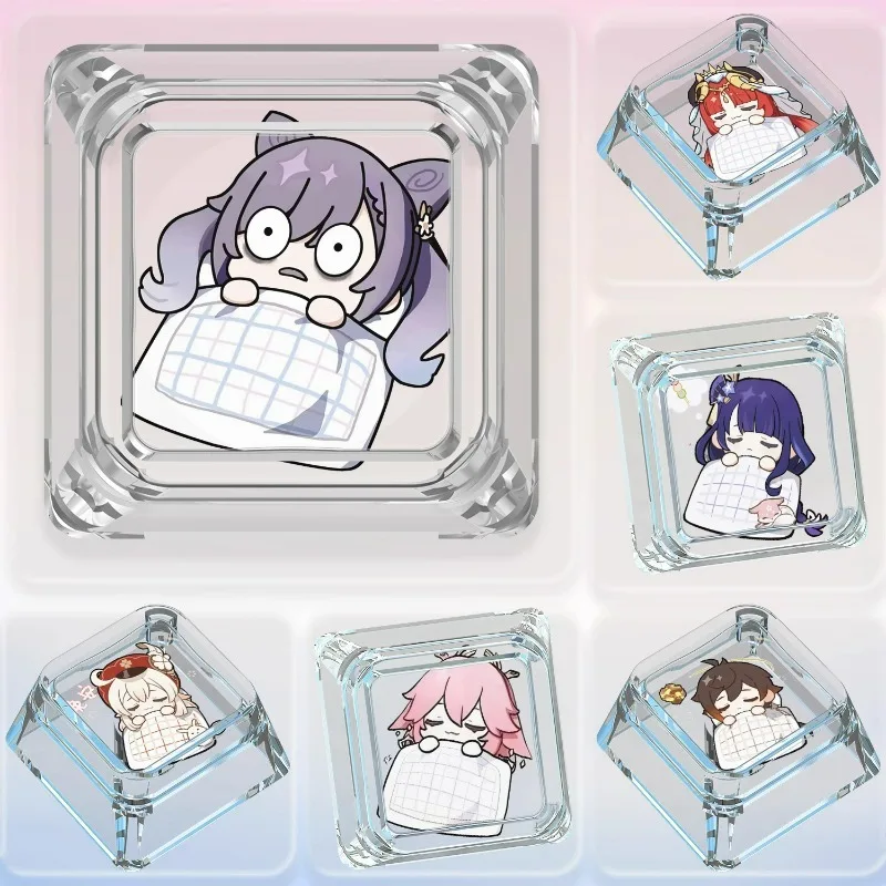 

Genshin Impact Keycaps Anime Custom Yae Miko Artisan Point Key Cap Transparent Cartoon Gaming Mechanical Keyboard Keycap Gift