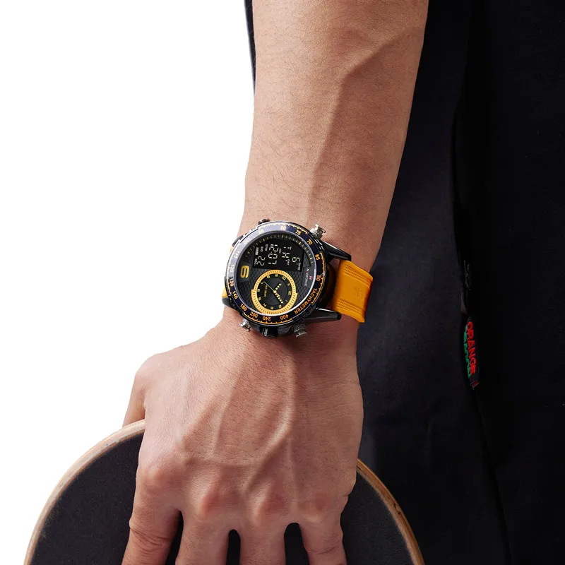 Relojes de marca NAVIFORCE para hombre, correa de silicona, cronógrafo, relojes de pulsera de cuarzo digitales, reloj luminoso resistente al agua a