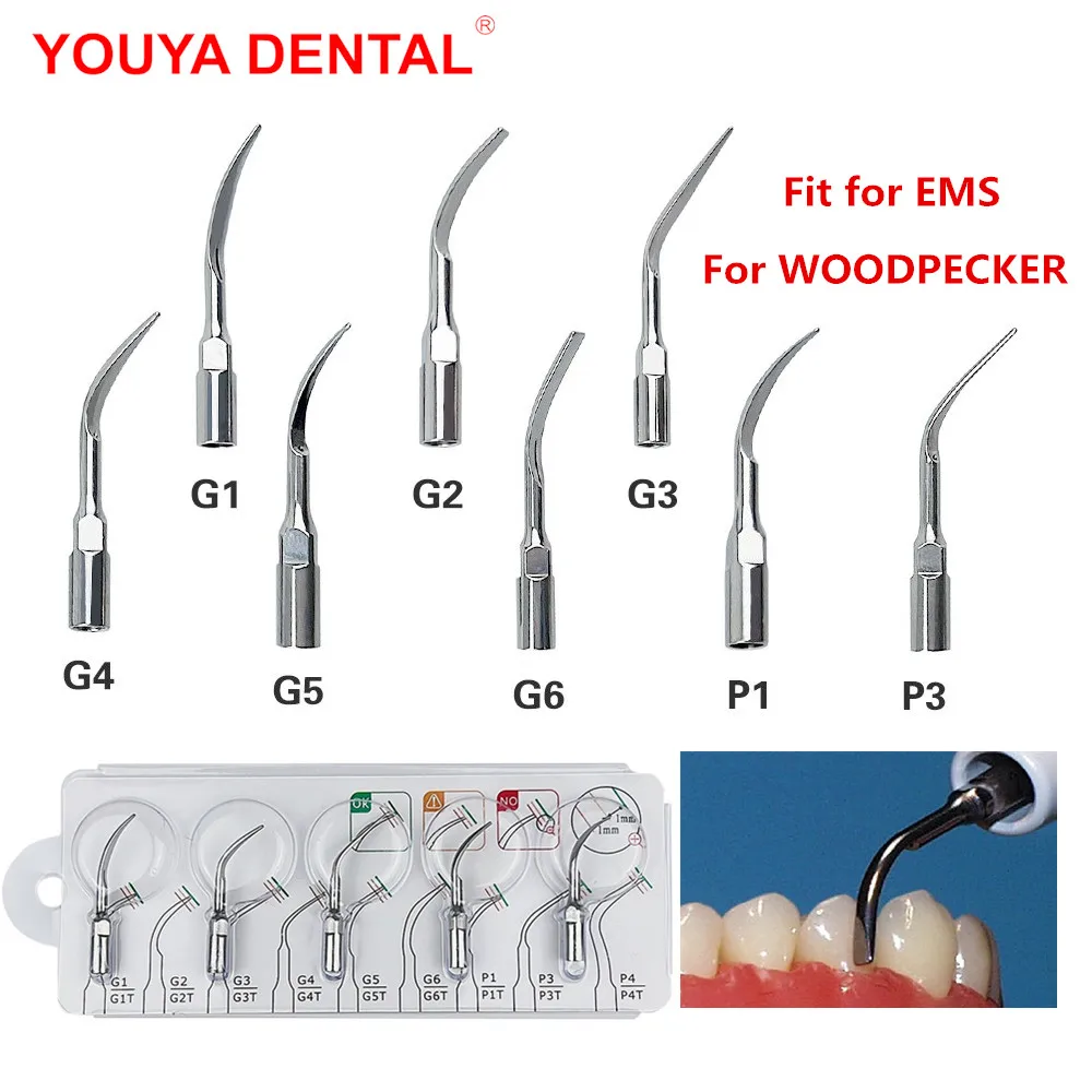 5 sztuk końcówek skalerów dentystycznych pasujących do ultradźwiękowego skalera EMS Woodpecker G1-G6 P1 P3 końcówka skalująca akcesoria stomatologiczne