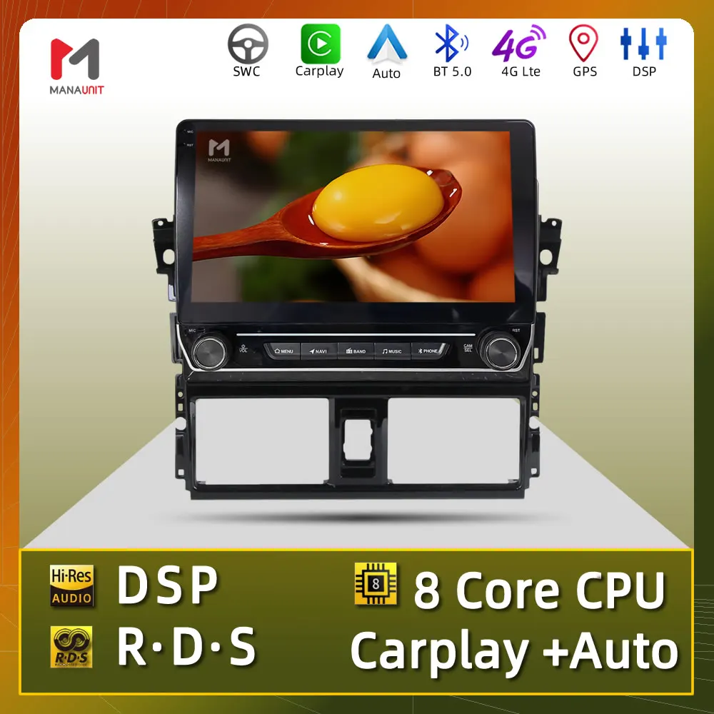 

Автомобильный плеер 9,7 дюйма для TOYOTA VIOS YARIS 2014-2016 Carplay Auto Tesla Style, вертикальный мультимедийный видео радиоприемник GPS, стерео головное устройство