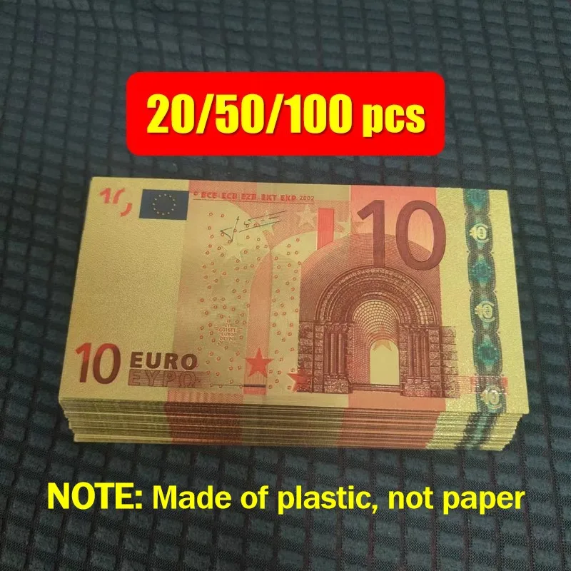 

20~100pcs Plastic Fake 10 Euro Bills Fake Money European Banknotes 10 Euro Gold Banknotes Gifts Collection