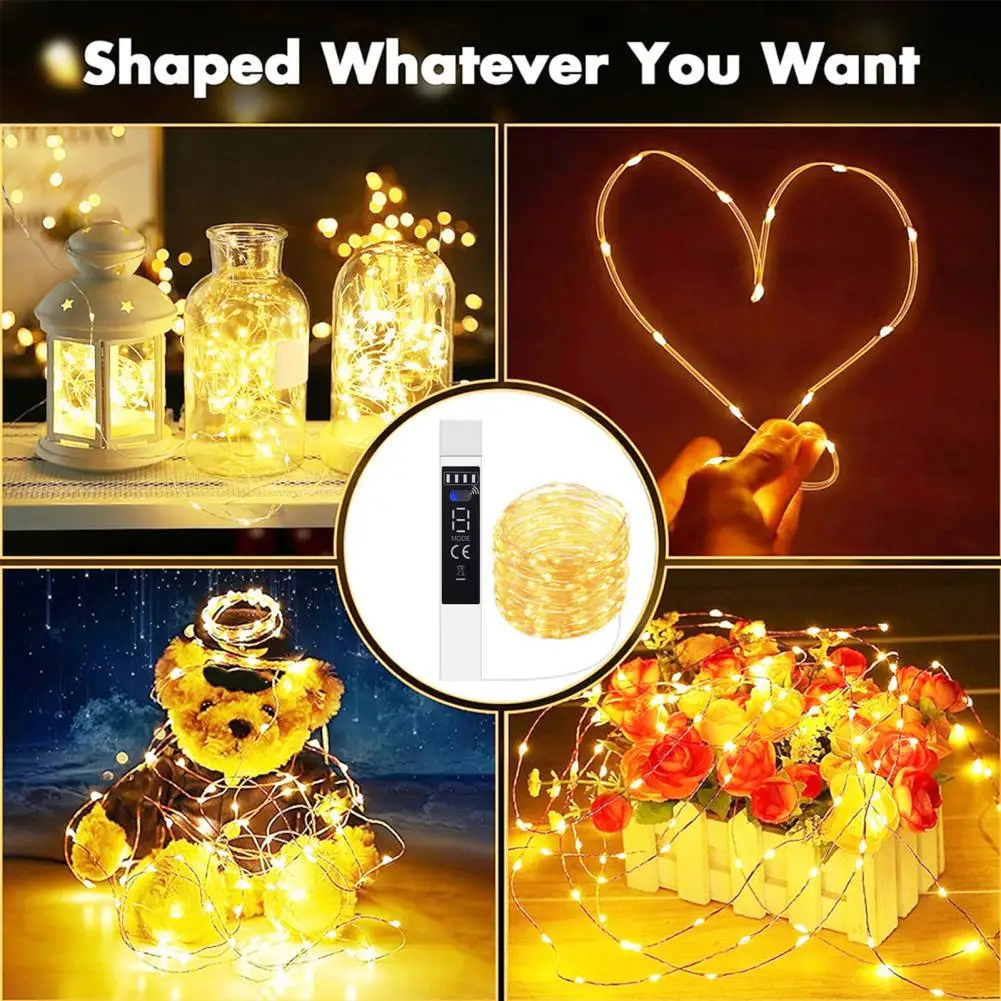 

200 Led Fairy Lights Bedroom Decorative Rechargeable Fairy Lights with Remote Control Timer 200 Led String for Wedding for Party