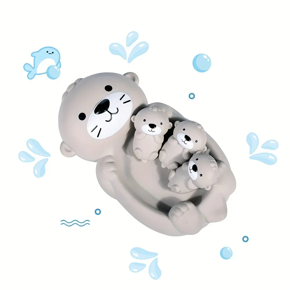 1Set Baby Cute Otter Bath Toy - Silicone Bath & Water Playmate, Fun Bathroom Water Play Floating Toys for Toddlers 0+ Years Old