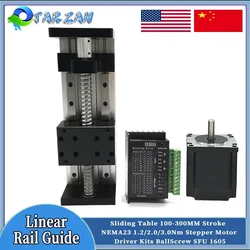 80MM Wide Linear Guide Stage SFU1605 Ball screw Module Double HGR15 Guide Linear Actuator Nema23 57mm Stepper Motor  All in One