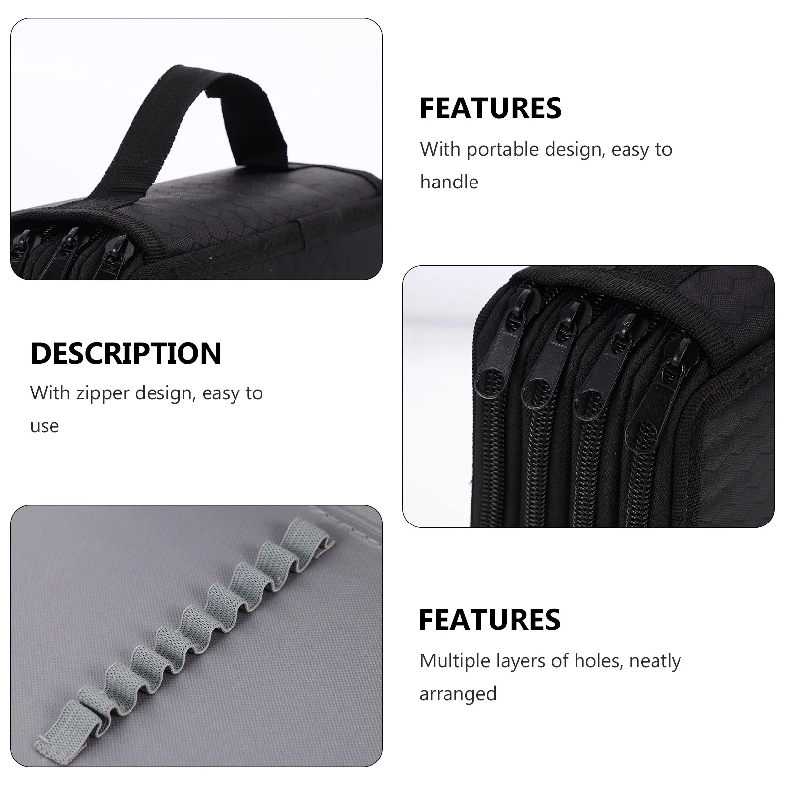 

Multi-Layer Pencil Wrap Pen Organizer Case Zipper Durable Wear-Resistant Storage For Colored Sketch Drawing Art Pencils Portable