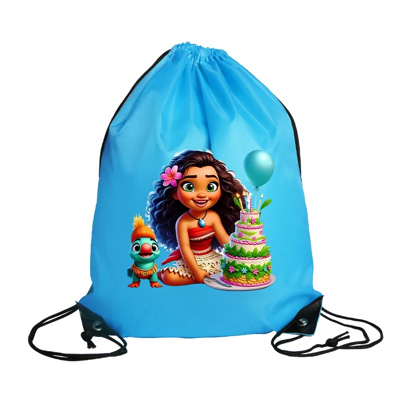 Moana telas no tejidas con cordón impermeable conveniente mochila de compras bolsa con estampado de dibujos animados bolso de gran capacidad bolsas de regalo