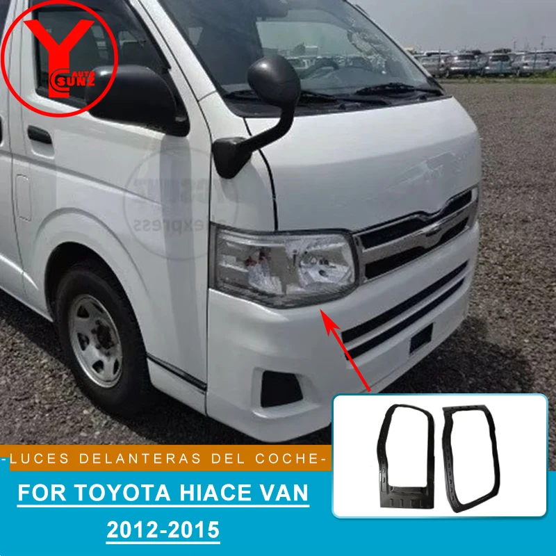 

YCSUNZ carbon fiber headlight lamp cover ABS car styling parts accessories For toyota hiace van 2012 2013 2014 2015 accessories