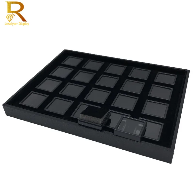 3/4/5/6cm Square Diamond Storage Box With Tray White Black Stone Gem Box Store Show Display Organizer Gemstone Box Tray Case