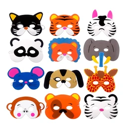 12pcs Party Mask Birthday Party Supplies EVA Foam Animal Masks Cartoon Kids Party Dress Up Costume Zoo Jungle Mask Party Decor