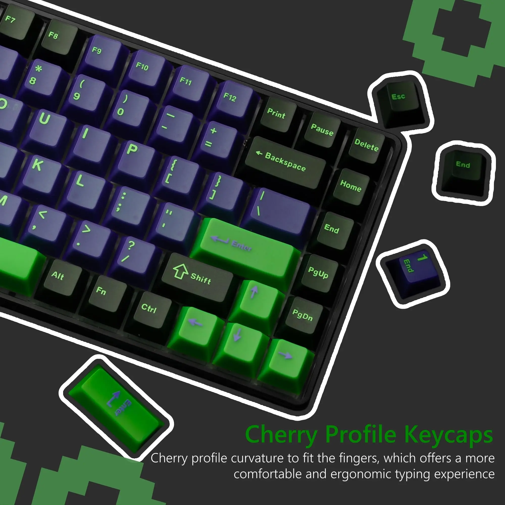 

129 Keys EVA1 Purple PBT Keycap PC Double Shot Cherry Profile Key caps for Cherry MX Switches Mechanical Gamer Keyboard