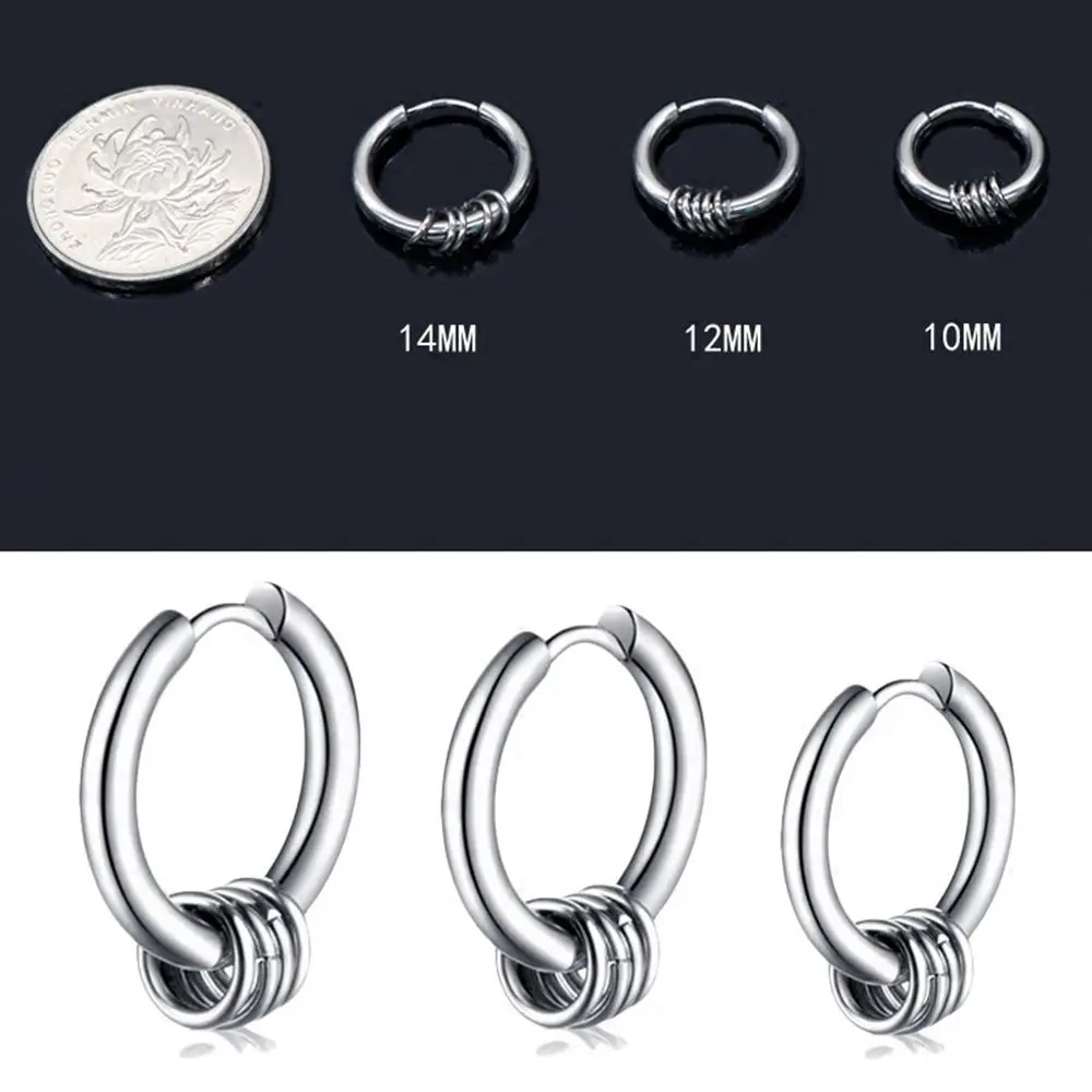 

Large Domineering Personality Small Circle Stainless 10-18mm Titanium Hanging Earrings For Women Accessories Ear Jewelry