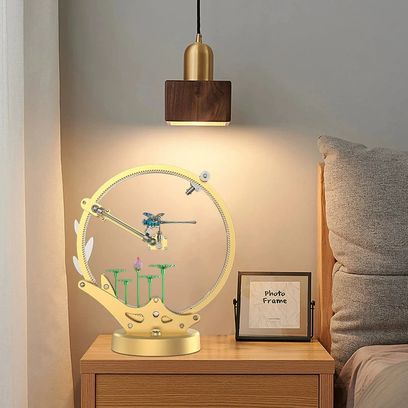 Lotus Pond Moonlight Mechanical Dragonfly 3D Three-dimensional Metal Puzzle Handmade Assembled Model Creative Ornament Gift