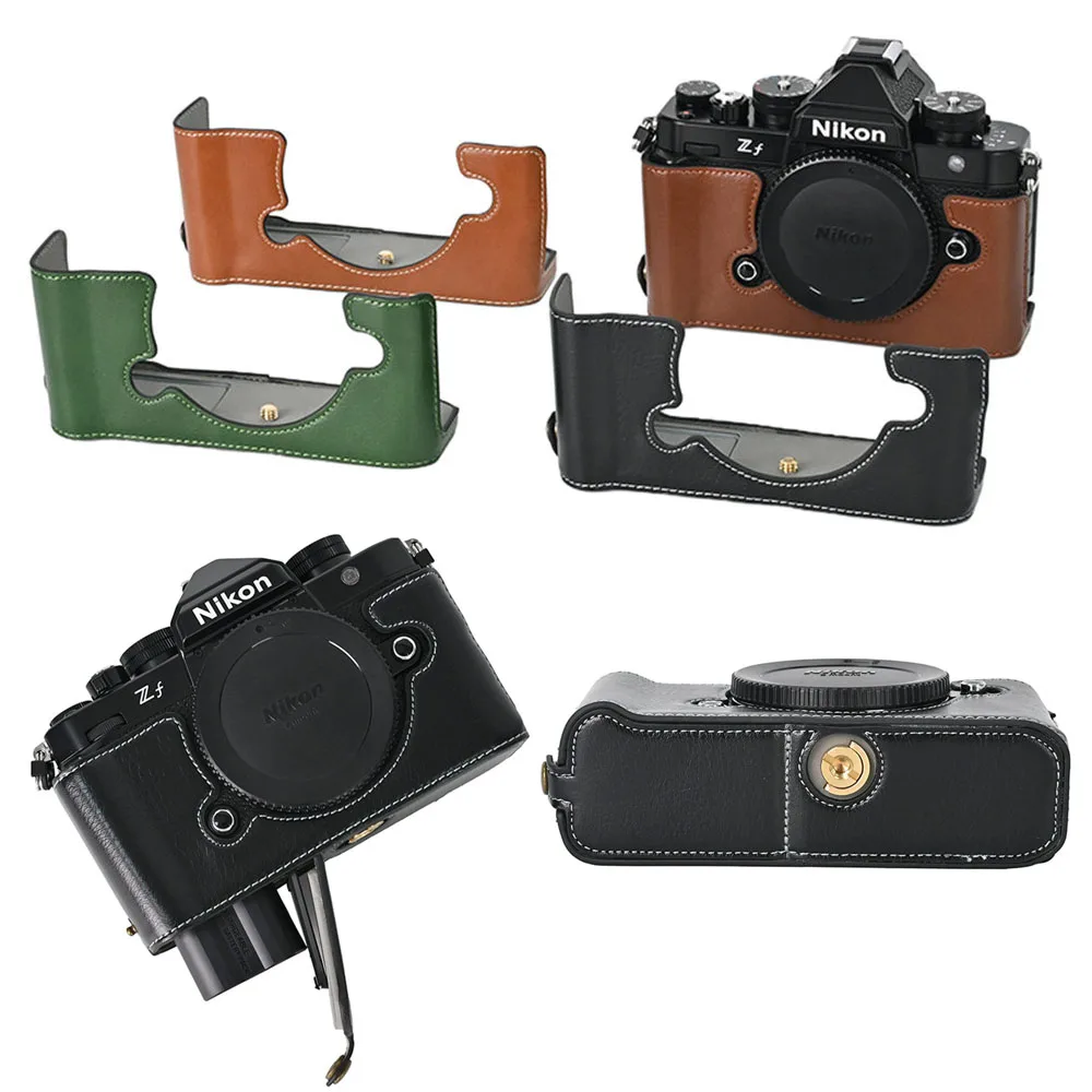 Camera Half Body PU Leather  Case For Nikon Zf ZF Battery Opening Bottom Cover