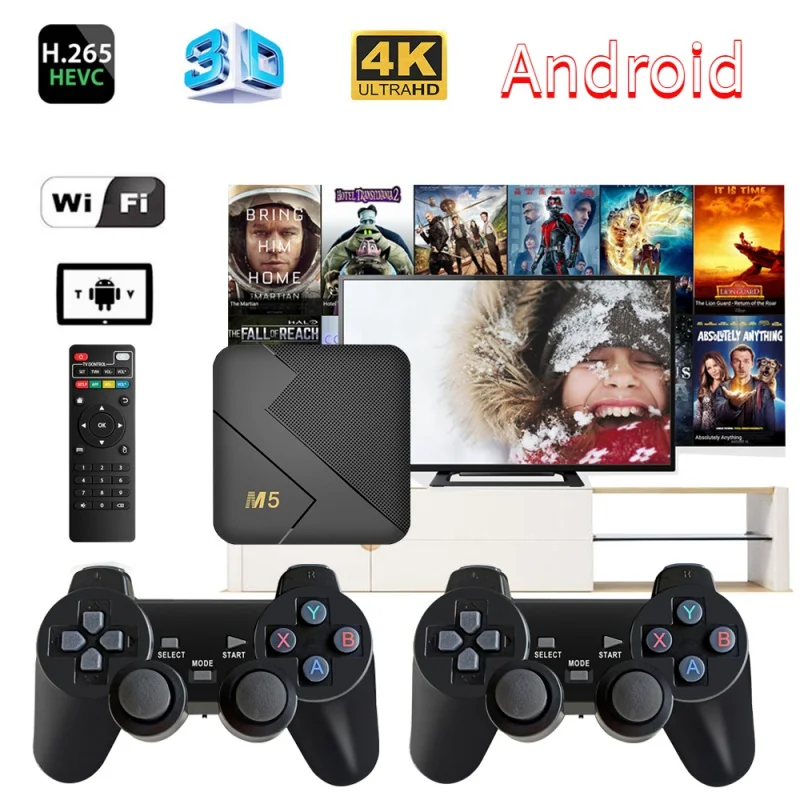 

Умная ТВ-приставка M5, Android 7,1, RK 3228A, Умный домашний кинотеатр, HD 4K 3D Iptv, Wi-Fi, 4G, Φ, H.265, двойная система, 10000 игр, 64 ГБ, игровая приставка