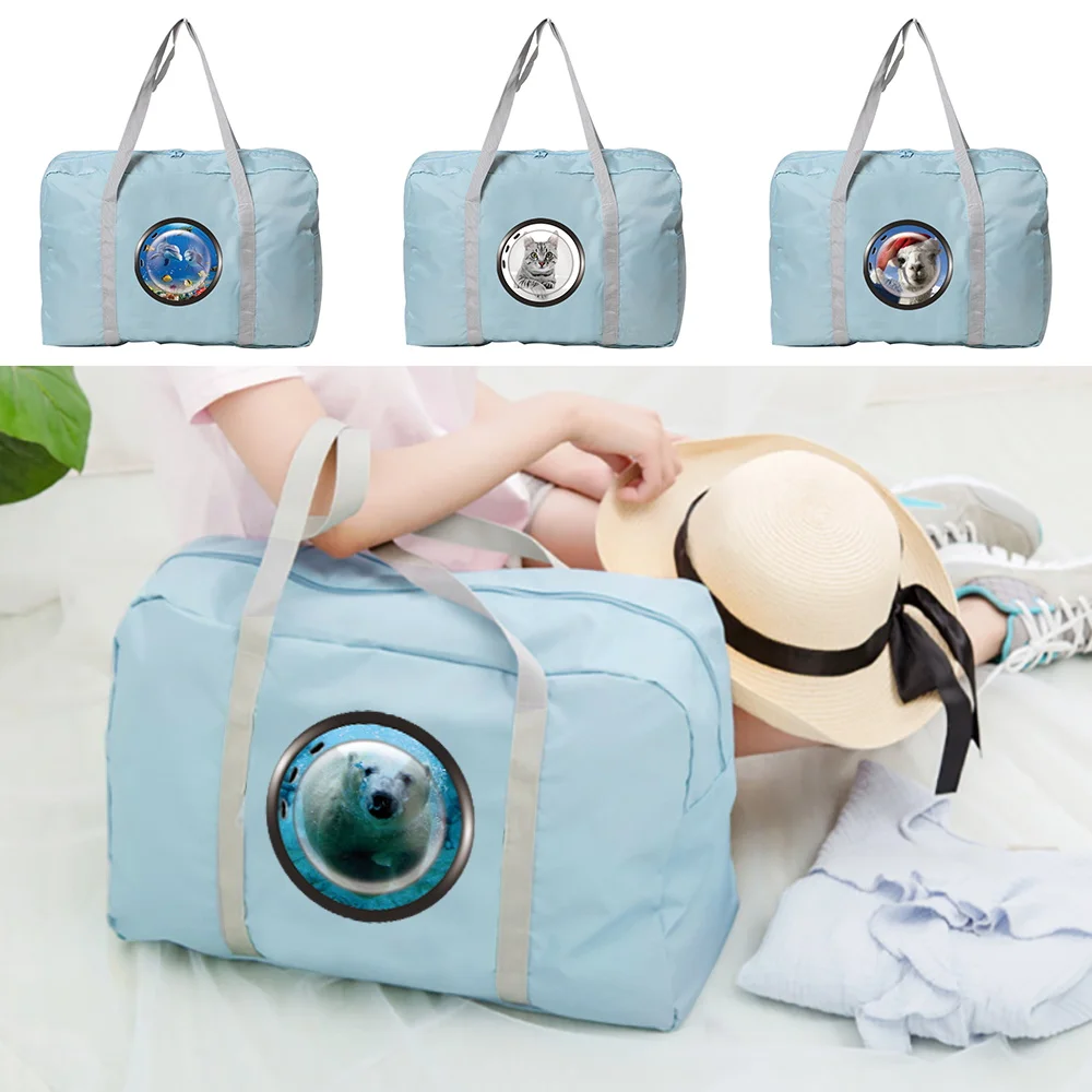 

Travel Handbag Spacious Durable Foldable Travel Duffel Bag Window Pattern Printing Series Portable Clothing Storage