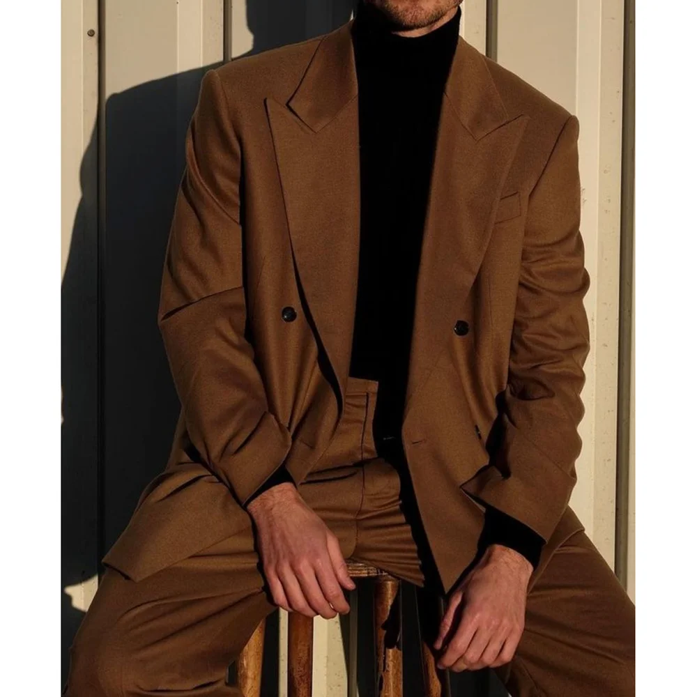 

New Men Suits Casual 2 Piece Double Breasted Suit Men Wedding Prom Party Business (Blazer+Pants) Wedding Suits For Men