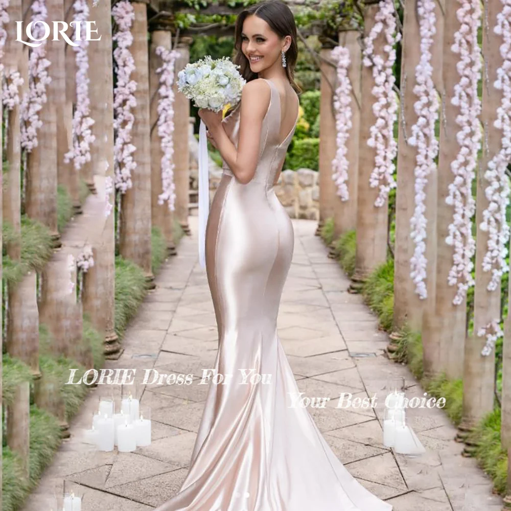 Lorie elegante fenda sereia vestidos de dama de honra sem costas casamento sem alças vestido de dama de honra fora do ombro personalizado vestido de dama de honra