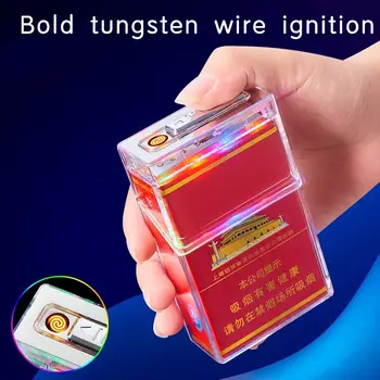 Pouzdro na cigarety Hello Kitty se sadou zapalovačů, pojme 20 hrubých cigaret, přenosný venkovní zapalovač s USB nabíjením a barevným LED světlem 6 nejlepší prodej zapalovač Hello Kitty - №1