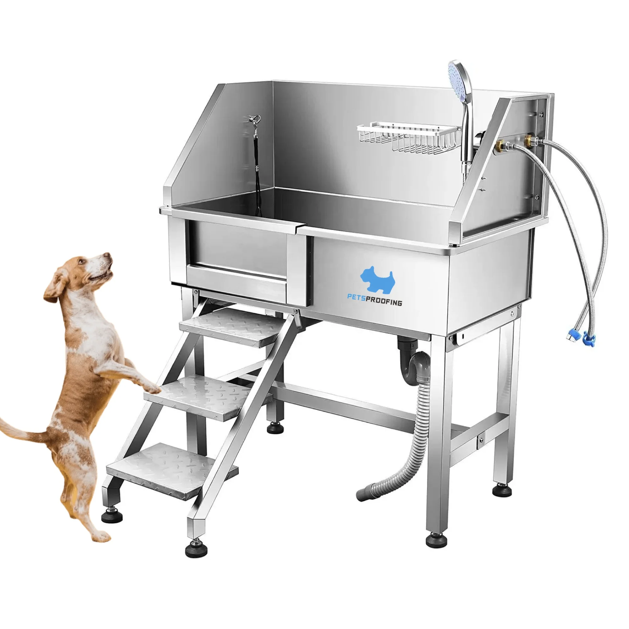 Pet Supplies Luxury 34 Inch Right Door Stainless Steel Dog Pet Spa Bath Beauty Bathtub Bath Station