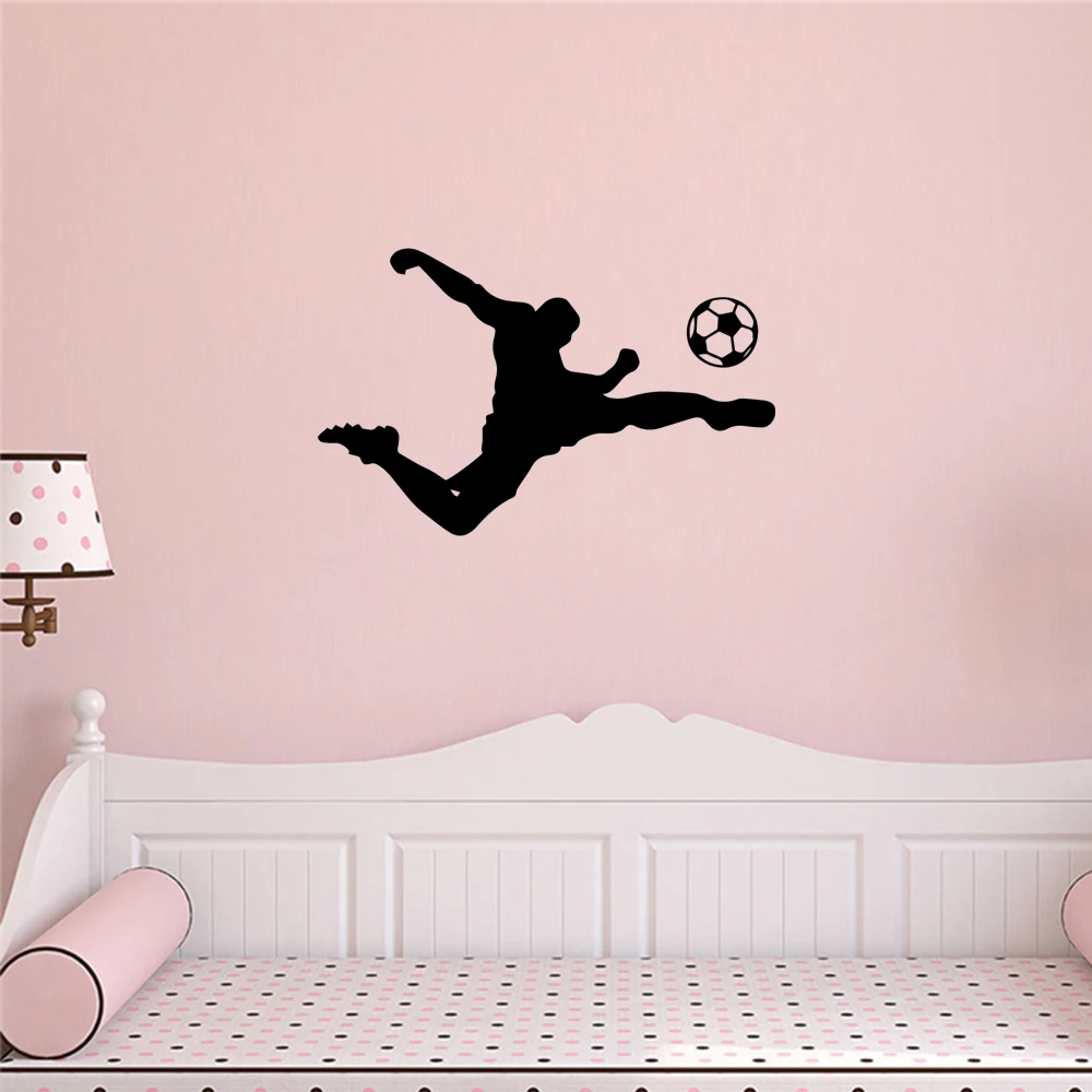 1 pc Handsome soccer kicking posture Vinyl Wall Sticker Home Decor For Kids Rooms Decor Background Wall Art Decal Drop