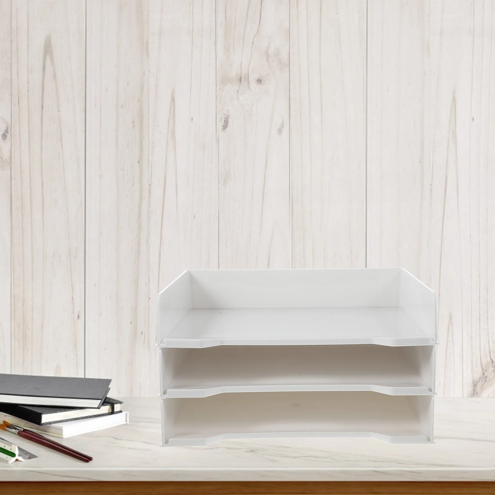 

3pcs File Storage Boxes Office Desk Organizers Stationery Containers Document Shelves Lightweight Plastic Large