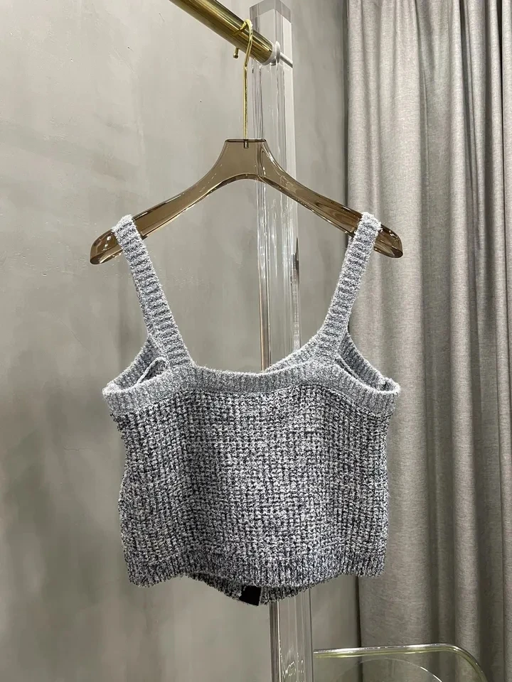 2024 new women's fashion sleeveless sexy casual contrasting knitted vest