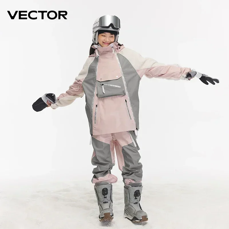 VECTOR 3L Double Zipper Ski Suit Set Women Man Winter Women Jackets and Pants Warm Waterproof Women  Outdoor Ski Bike Camping