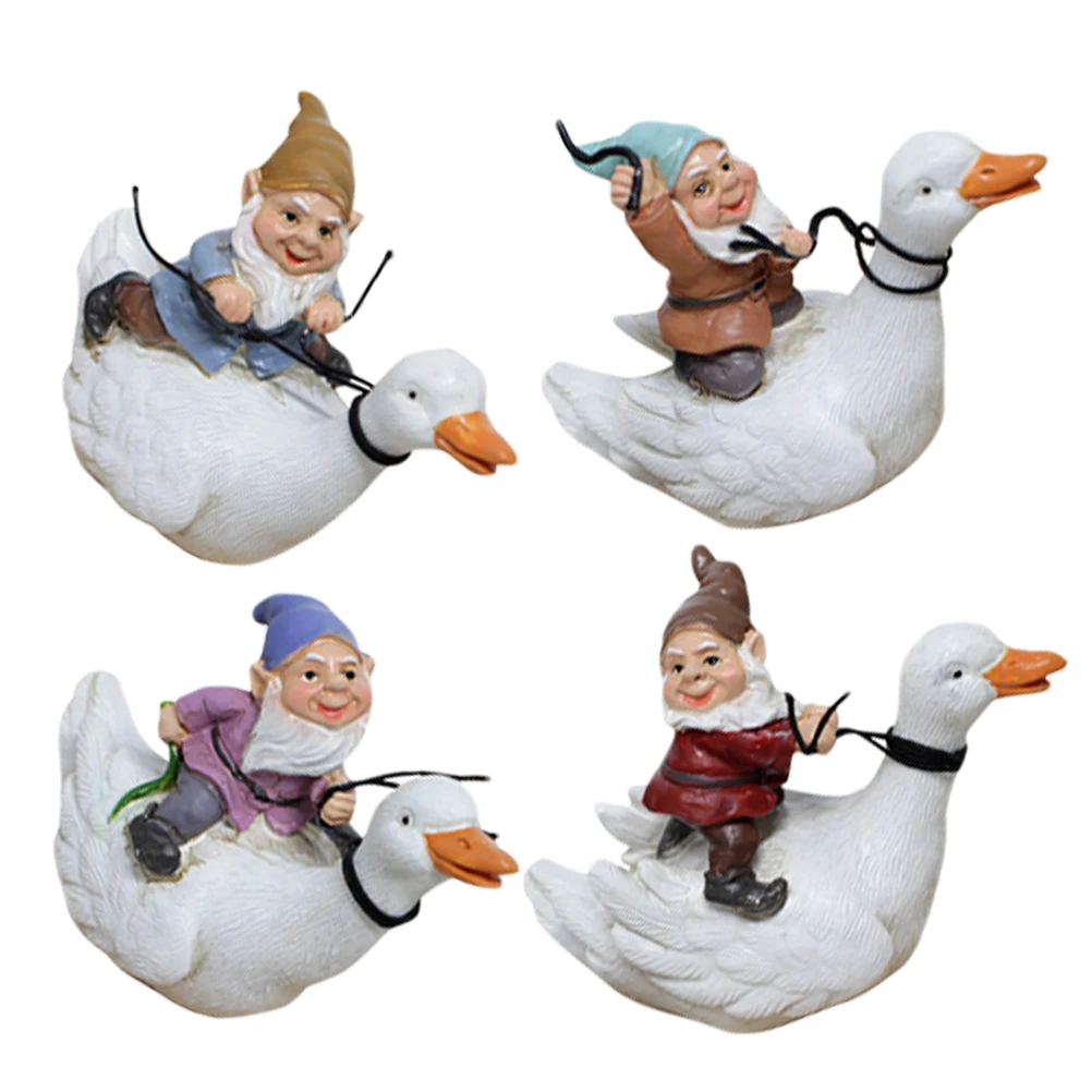 

4 Riding Gnome Statues Mini Resin Naughty Garden Gnomes Garden Decoration Outdoor Fairy Yard Decor Home Landscape Ponds