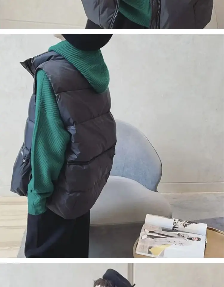 2025 gilet femmes hiver vêtements chauds amples épais col montant gilet veste