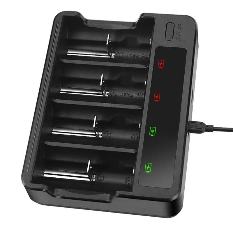 4 Bay AA AAA with LCD Display for NiMH NiCD AA AAA Rechargeable Batteries USB C Charging Dropship