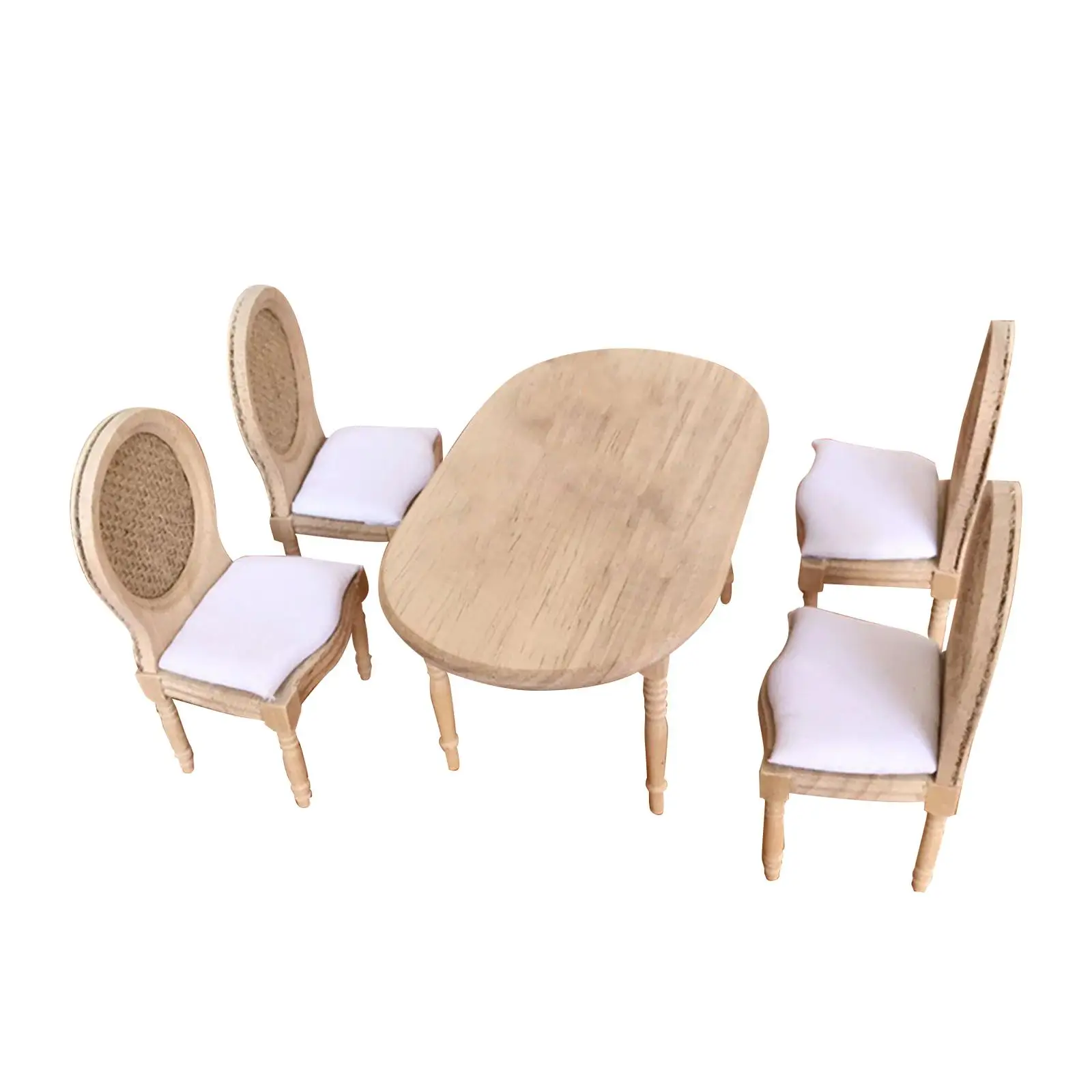 Mini Table Chairs Set Ornaments Multipurpose Wooden 1:12 Furniture Model for