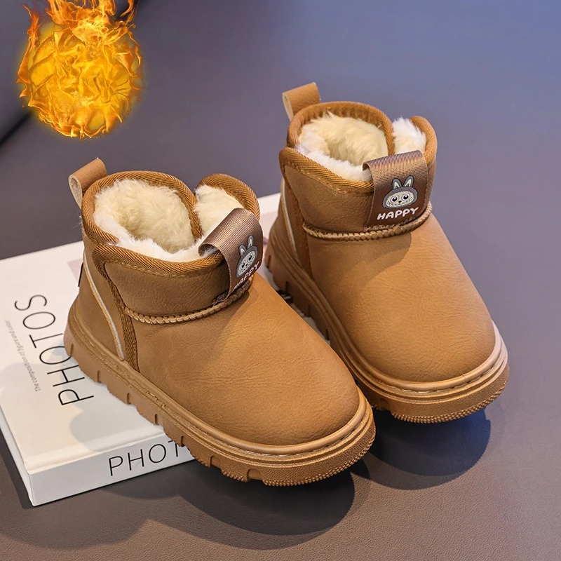 

Kids Snow Boots Winter Warm Plush Ankle Boots for Children Anti-slippery Waterproof Slip Ons Cotton Shoes Boys Girls Short Boots