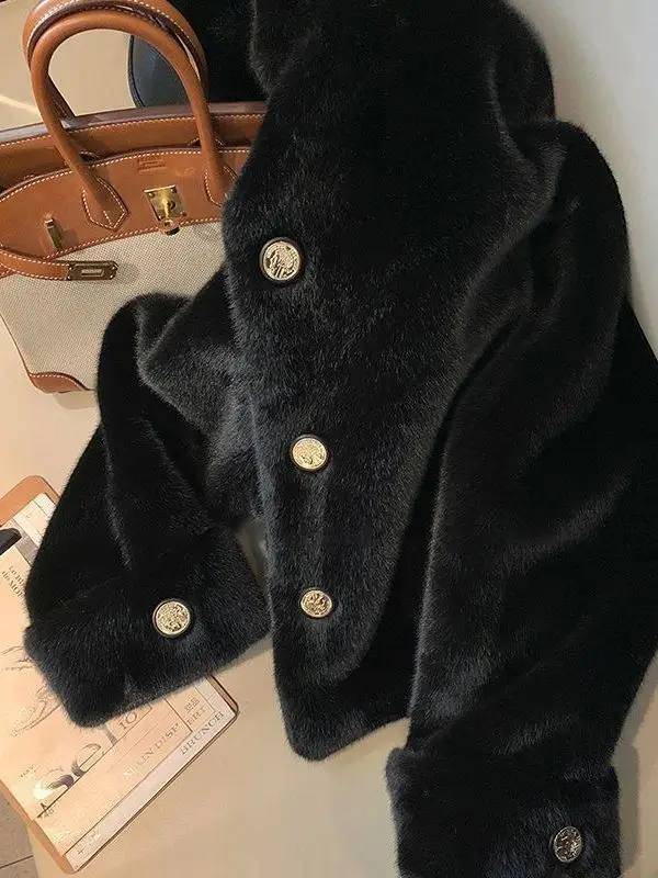 

Eco-Friendly ort Mink Velvet Coat for Women Autumn Winter New Sle Ele Ladylike Faion Fake Fur Outerwear