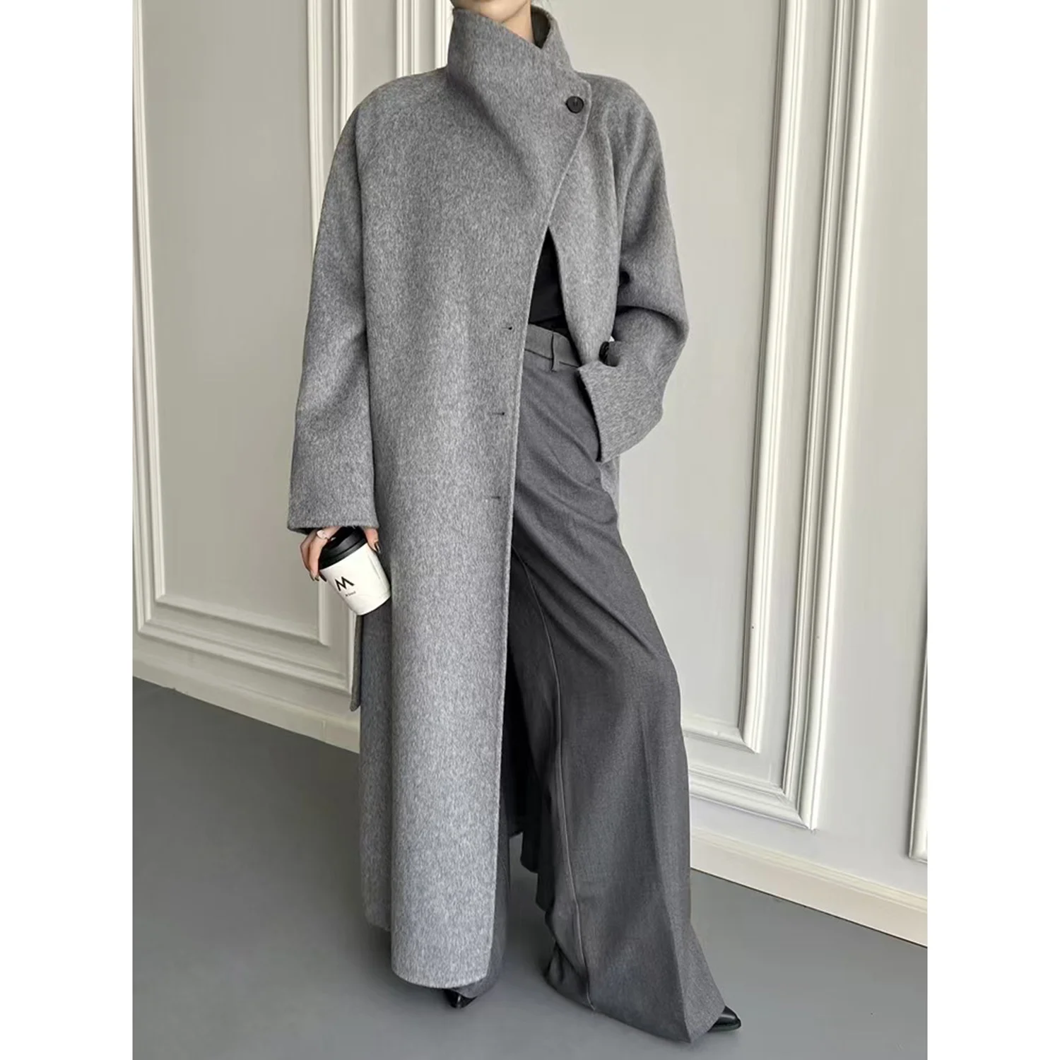 Allingentle Women's Suit Long Blazer Woolen Fashion Jacket for Cocktail Party Daily Casual Outfits Customize