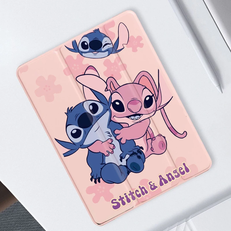 

Stitch ＆ Angel Case For 10th Generations 10.9in Pro 12.9in Cartoon Smart Case Ipad 10.2in 2024 Air 13in Stand Case Birthday Gift