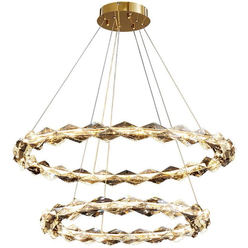 Modern Style Luxury Led Crystal Chandelier Light Living Room Lobby Main Lamp Simple Modern Dining Room Lamp Bedroom Chandelier