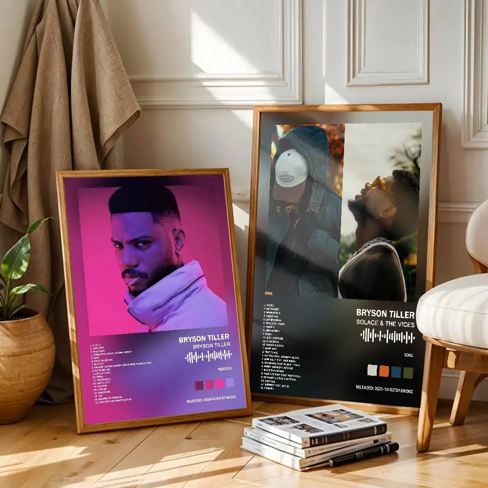 Bryson Tiller  Album Cover Poster Self-Adhesive Art Waterproof Paper Sticker Coffee House Bar Room Wall Decor