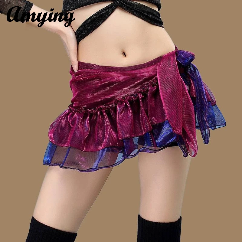 النساء الرقص الشرقي ممارسة وشاح الورك شبكة كشكش أسفل الورك تنورة مثير وشاح الخصر تنورة الرقص فئة التدريب وشاح الورك تنورة