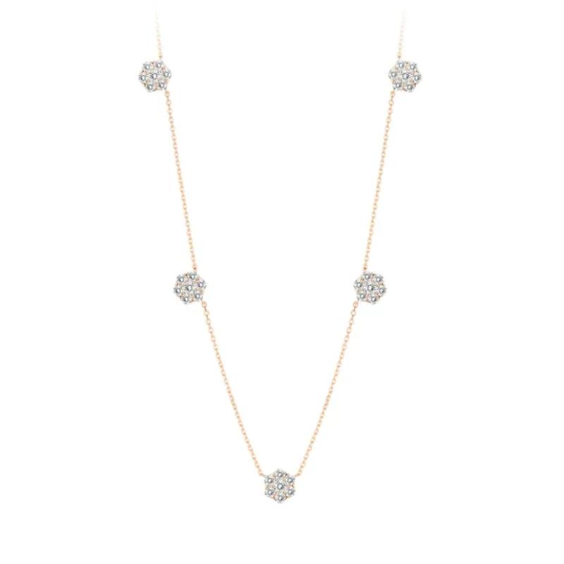 Bellux collarbone chain 925 silver synthetic zircon champagne gold white snowflake full diamond petals fashion jewelry necklace