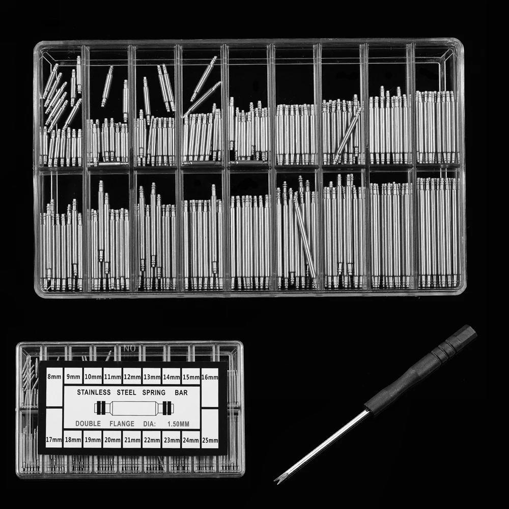 270pcs Set Watch Accessories Stainless Steel Spring Bars 8mm-25mm Watch Strap Repair Tools