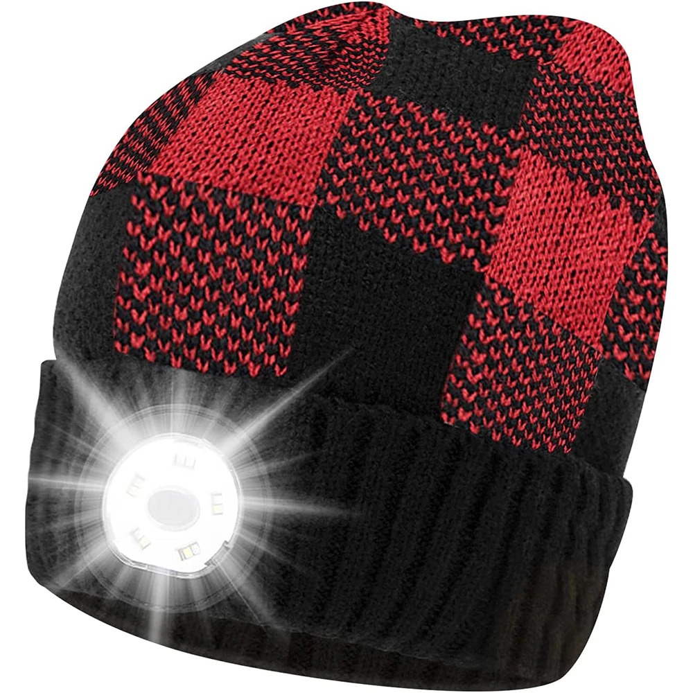 

Unisex LED Beanie Hat with Light, USB Rechargeable, Hands Free LED Headlamp, Knit Lighted Headlight Hats, for Men, Women