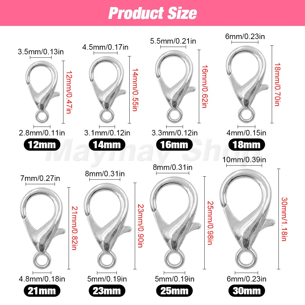 50Pcs Metal Lobster Clasps Spring Hook Rings For DIY Jewelry Making Findings Necklaces Hooks Bracelets Chain Closure Accessories