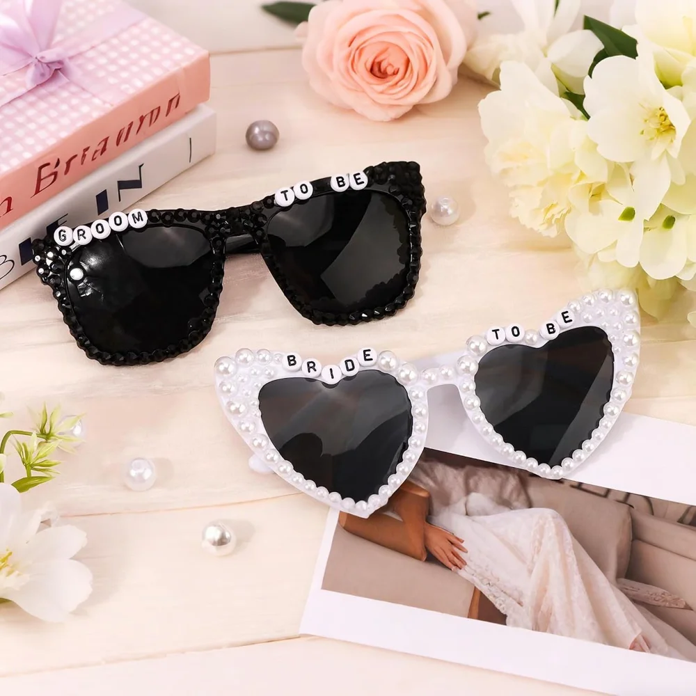 Braut- und Bräutigam-Sonnenbrillen für Hochzeit, Junggesellenabschied, Verlobungsfeier und Brautparty, Foto-Requisiten und Accessoires – Detail 1